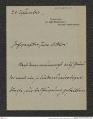 Nachlass Franz Steindachner, Brief von Heinrich Lützow an Franz Steindachner (28.09.XXXX), Inv.Nr. 318.02, Seite 1